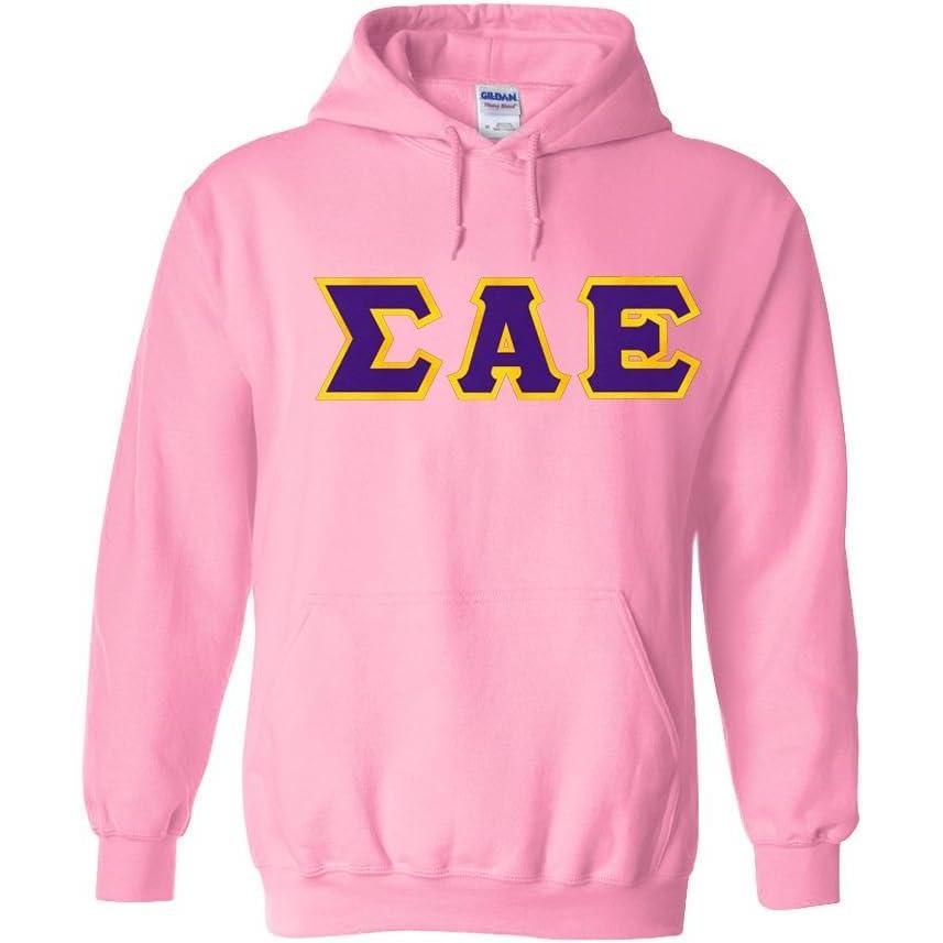 imageGreekgear Sigma Alpha Epsilon Lettered Hooded SweatshirtLight Pink