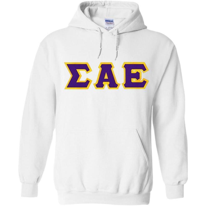 imageGreekgear Sigma Alpha Epsilon Lettered Hooded SweatshirtWhite