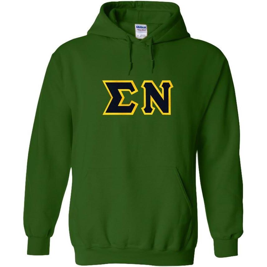 imageGreekgear Sigma Nu Lettered Hooded SweatshirtForest Green