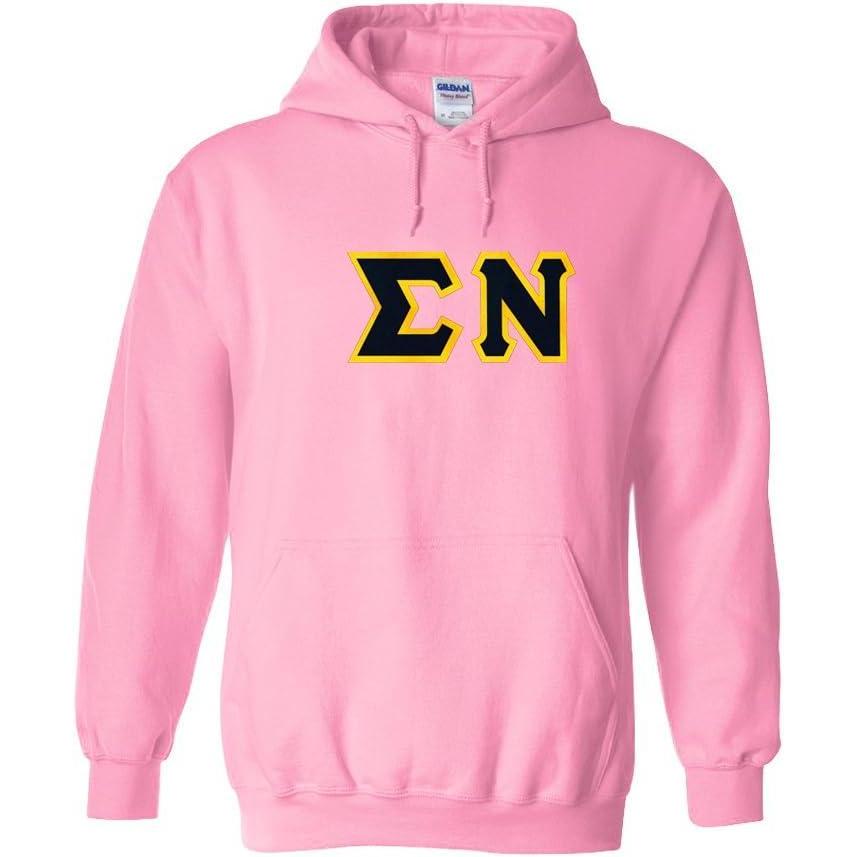 imageGreekgear Sigma Nu Lettered Hooded SweatshirtLight Pink