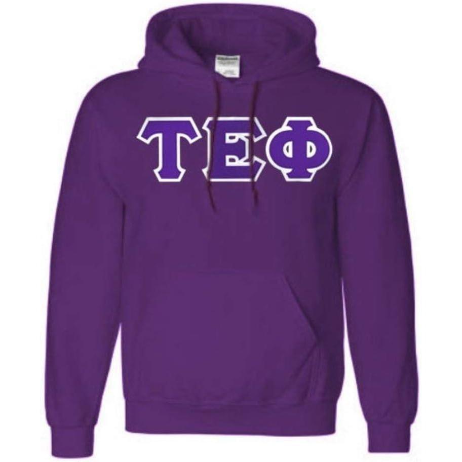 imageGreekgear Tau Epsilon Phi Lettered Hooded SweatshirtPurple