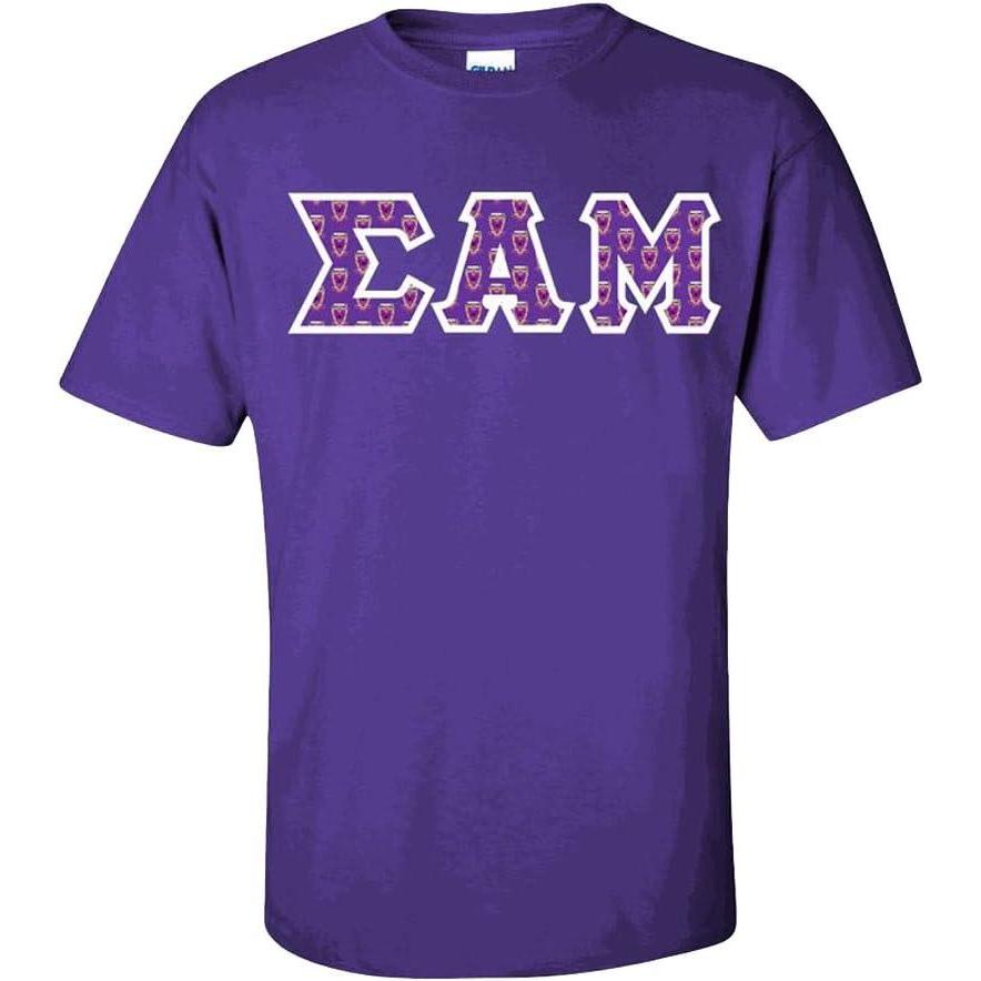 imageSigma Alpha Mu Fraternity Crest Twill Letter TeePurple