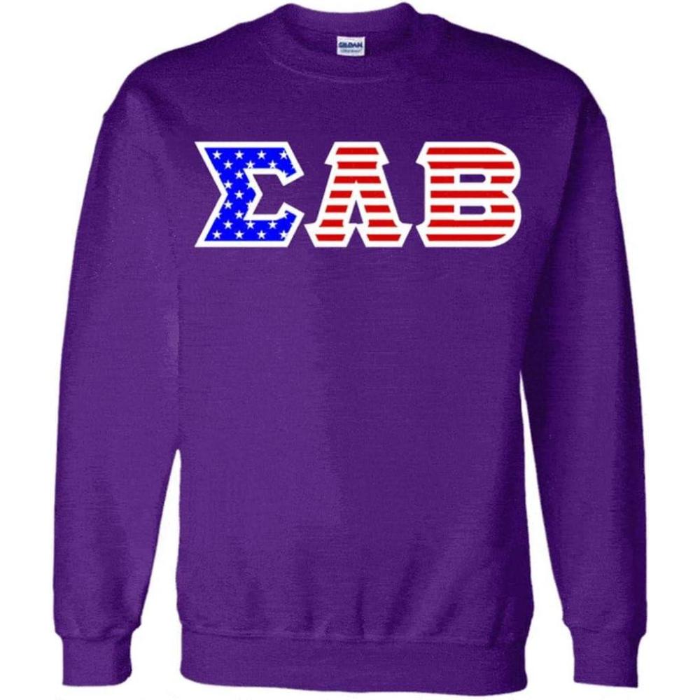 imageSigma Lambda Beta Greek Letter American Flag CrewneckPurple