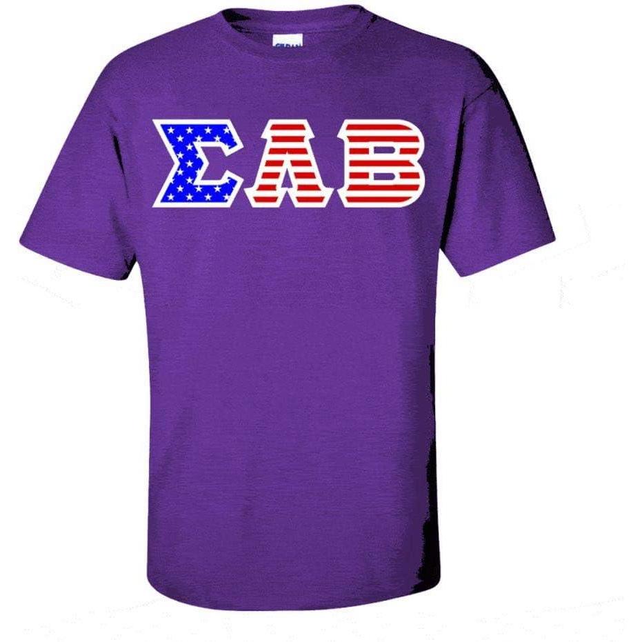 imageSigma Lambda Beta Greek Letter American Flag TeePurple