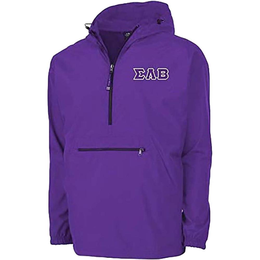 imageSigma Lambda Beta Tackle Twill Lettered Pack N Go PulloverPurple