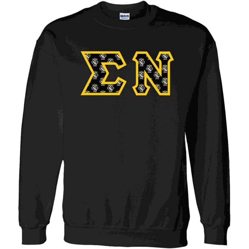 imageSigma Nu Fraternity Crest Twill Letter Crewneck SweatshirtBlack