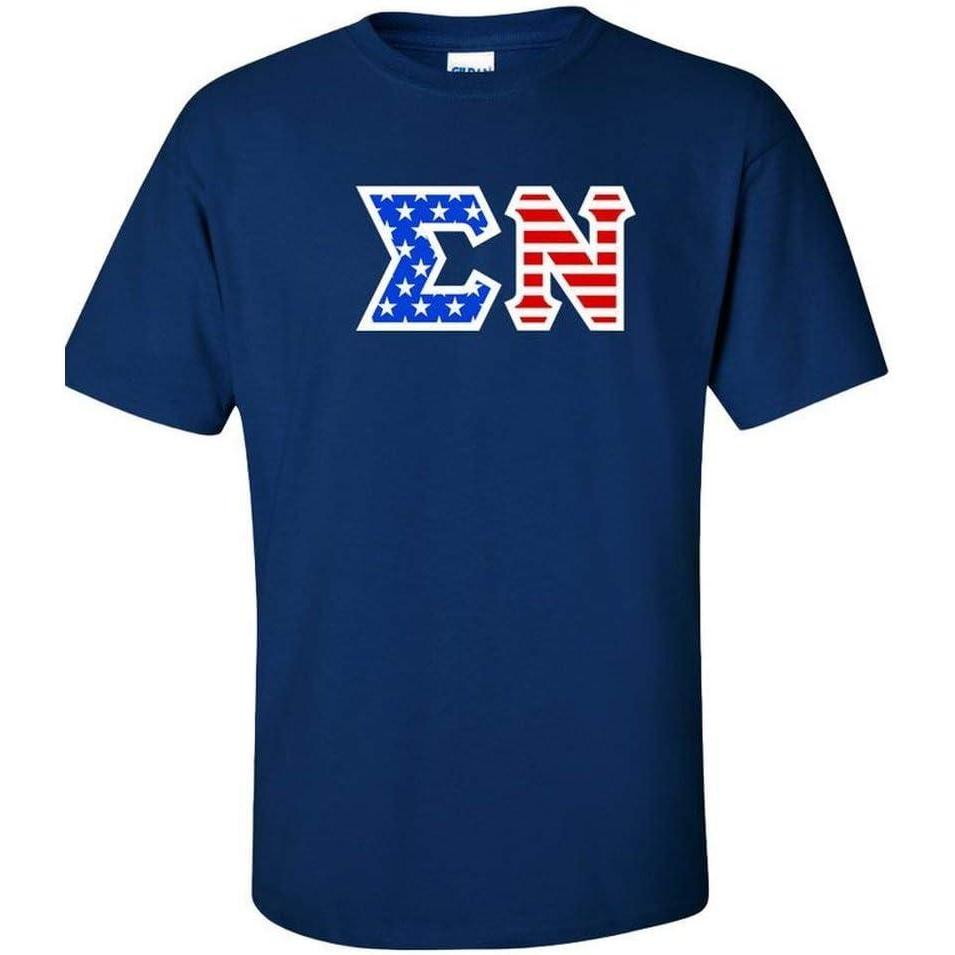 imageSigma Nu Greek Letter American Flag TeeRoyal Blue