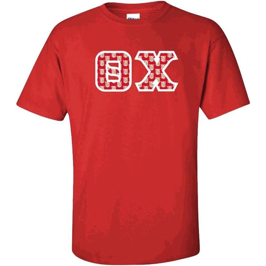 imageTheta Chi Fraternity Crest Twill Letter TeeRed