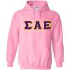 Greekgear Sigma Alpha Epsilon Lettered Hooded Sweatshirt(Light Pink)