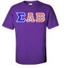 Sigma Lambda Beta Greek Letter American Flag Tee(Purple)