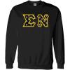 Sigma Nu Fraternity Crest Twill Letter Crewneck Sweatshirt(Black)