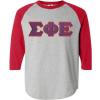 Sigma Phi Epsilon Lettered Raglan T-Shirt(Grey W/Red)