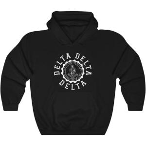 Greekgear Delta Delta Delta Unisex College Seal Hoodie(Black)