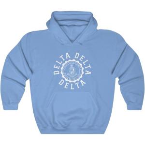 Greekgear Delta Delta Delta Unisex College Seal Hoodie(Carolina Blue)