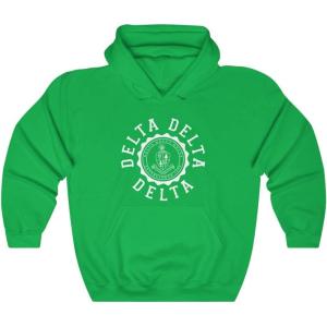 Greekgear Delta Delta Delta Unisex College Seal Hoodie(Irish Green)