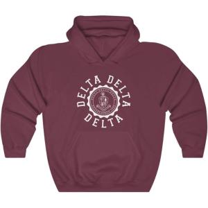 Greekgear Delta Delta Delta Unisex College Seal Hoodie(Maroon)