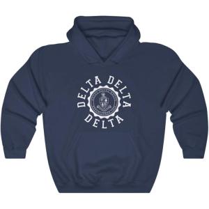 Greekgear Delta Delta Delta Unisex College Seal Hoodie(Navy)