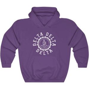 Greekgear Delta Delta Delta Unisex College Seal Hoodie(Purple)