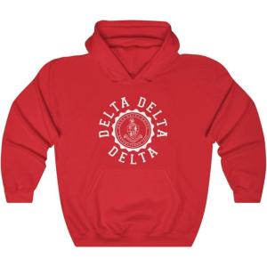 Greekgear Delta Delta Delta Unisex College Seal Hoodie(Red)