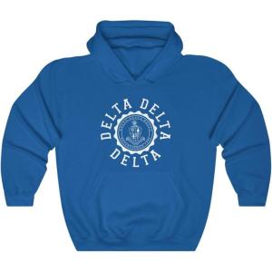 Greekgear Delta Delta Delta Unisex College Seal Hoodie(Royal)