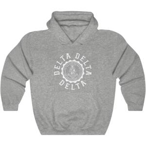 Greekgear Delta Delta Delta Unisex College Seal Hoodie(Sport Grey)