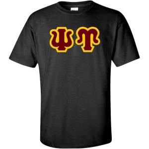 Greekgear Psi Upsilon Sewn Lettered T-Shirt(Black)