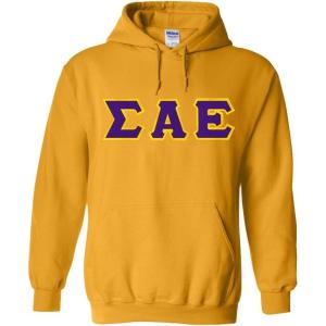 Greekgear Sigma Alpha Epsilon Lettered Hooded Sweatshirt(Athletic Gold)