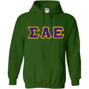 Greekgear Sigma Alpha Epsilon Lettered Hooded Sweatshirt(Forest Green)