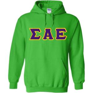 Greekgear Sigma Alpha Epsilon Lettered Hooded Sweatshirt(Irish Green)
