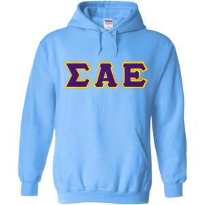 Greekgear Sigma Alpha Epsilon Lettered Hooded Sweatshirt(Light Blue)