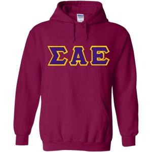 Greekgear Sigma Alpha Epsilon Lettered Hooded Sweatshirt(Magenta Pink)