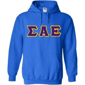 Greekgear Sigma Alpha Epsilon Lettered Hooded Sweatshirt(Royal Blue)