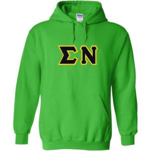 Greekgear Sigma Nu Lettered Hooded Sweatshirt(Irish Green)