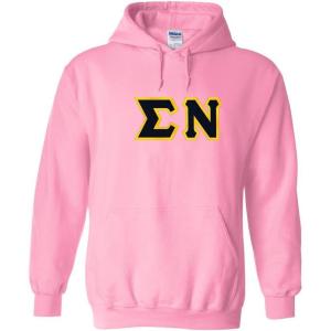 Greekgear Sigma Nu Lettered Hooded Sweatshirt(Light Pink)