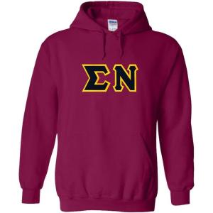 Greekgear Sigma Nu Lettered Hooded Sweatshirt(Magenta Pink)