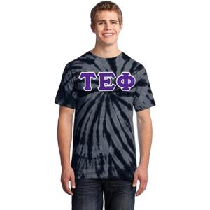 Greekgear Tau Epsilon Phi Essential Tie-Dye Lettered Tee(Black)
