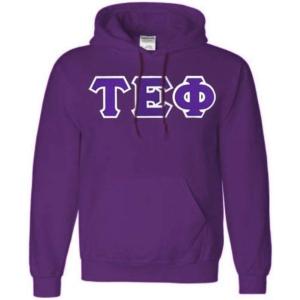 Greekgear Tau Epsilon Phi Lettered Hooded Sweatshirt(Purple)