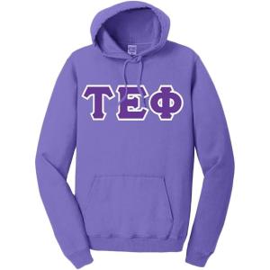 Greekgear Tau Epsilon Phi Pigment-Dyed Lettered Hooded Sweatshirt(Amethyst)