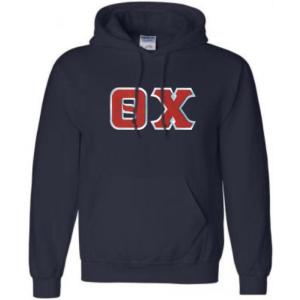 Greekgear Theta Chi Lettered Hooded Sweatshirt(Navy Blue)