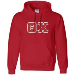 Greekgear Theta Chi Lettered Hooded Sweatshirt(Red)