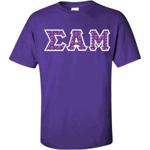 Sigma Alpha Mu Fraternity Crest Twill Letter Tee(Purple)