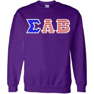 Sigma Lambda Beta Greek Letter American Flag Crewneck(Purple)