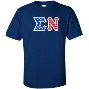 Sigma Nu Greek Letter American Flag Tee(Royal Blue)