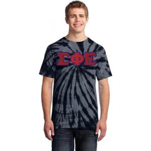 Sigma Phi Epsilon Essential Tie-Dye Lettered Tee(Black)