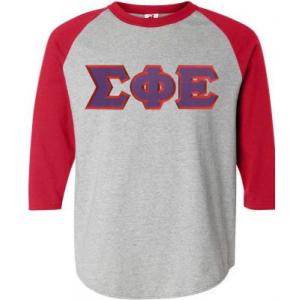 Sigma Phi Epsilon Lettered Raglan T-Shirt(Grey W/Red)