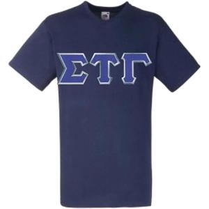 Sigma Tau Gamma Lettered V-Neck T-Shirt(Navy Blue)