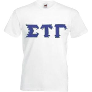 Sigma Tau Gamma Lettered V-Neck T-Shirt(White)