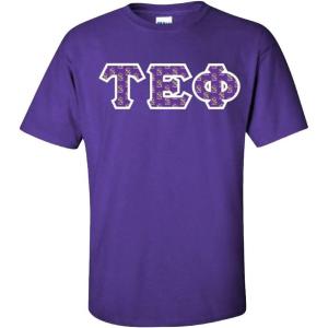 Tau Epsilon Phi Fraternity Crest Twill Letter Tee(Purple)