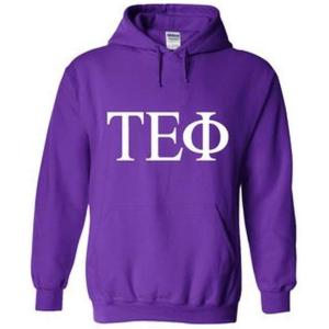 Tau Epsilon Phi World Famous Greek Hoodie – Purple with White Imprint(Purple)
