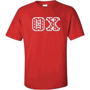 Theta Chi Fraternity Crest Twill Letter Tee(Red)